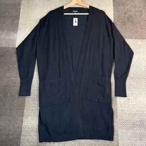 Express Womens Black Longline Open Front Cardigan Sweater Small NWT